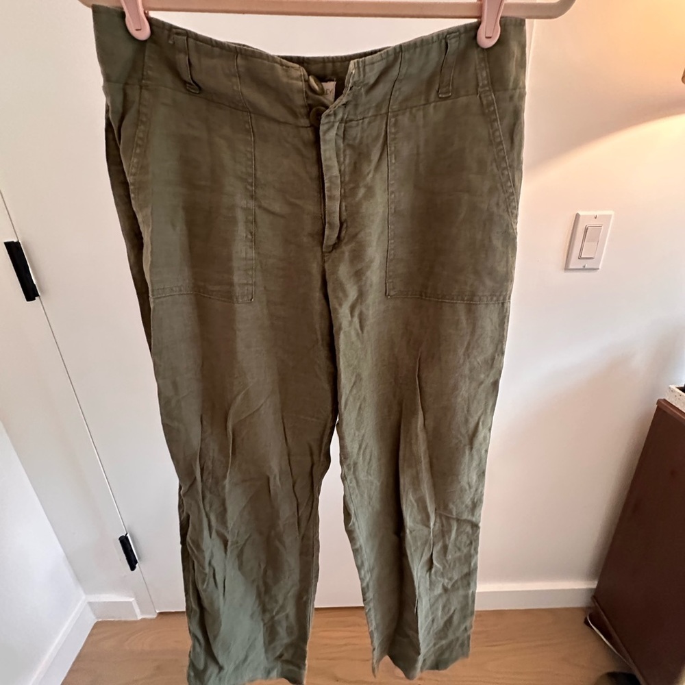 Olive Green Linen Pants